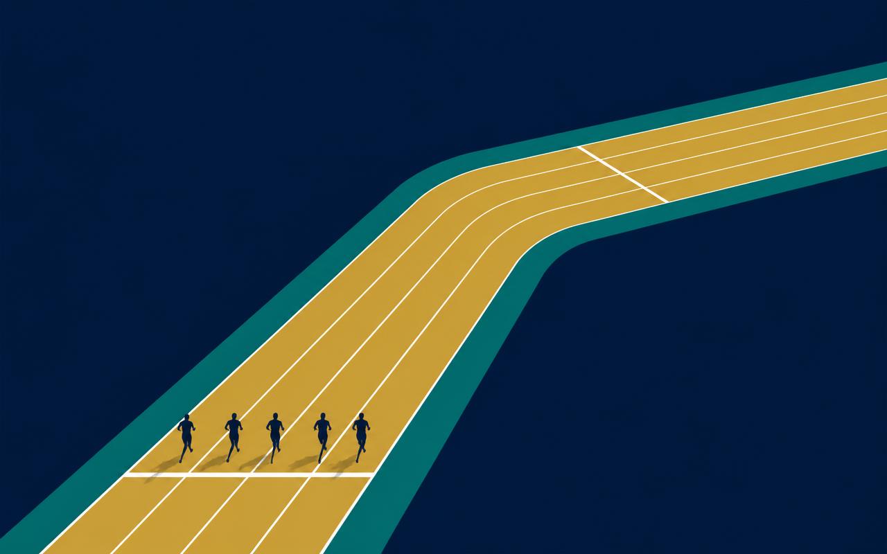 Pista de corrida mudando de direção com uma nova largada